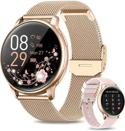 Smartwatch Dames met Hartslagmeter en Belfunctie — Fitness Tracker Bluetooth Stappenteller Slaapmonitoring Bloedzuurstofmeting