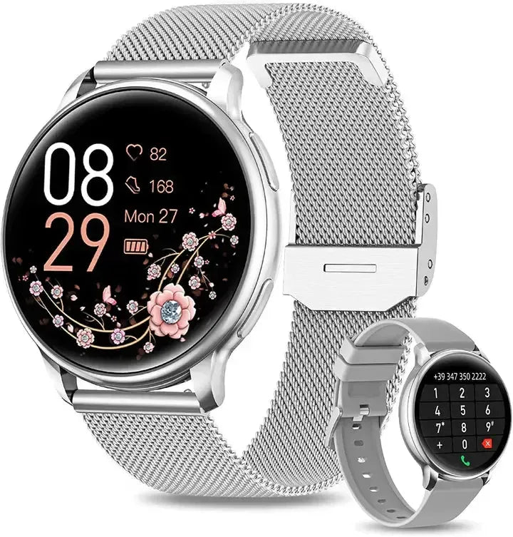 Smartwatch Dames met Hartslagmeter en Belfunctie — Fitness Tracker Bluetooth Stappenteller Slaapmonitoring Bloedzuurstofmeting