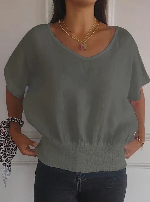 Dames T-shirt Korte Mouwen V-hals Zomer