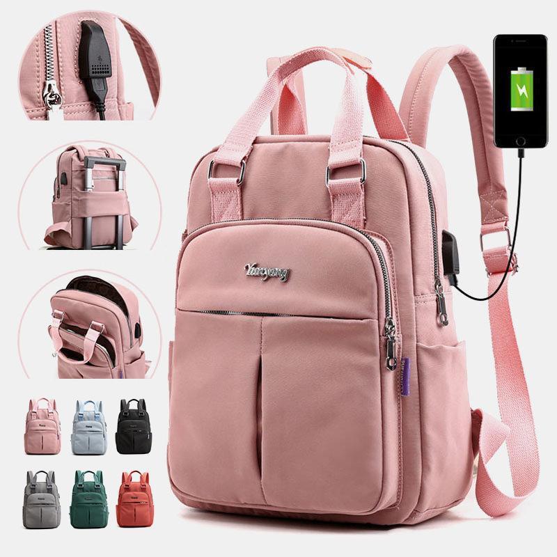 Waterdichte Dagelijkse Rugzak met USB Oplaadpoort Zwart Grijs Roze Groen Blauw Rood Multifunctioneel voor Werk School Reizen Laptop iPad Telefoon Opslag
