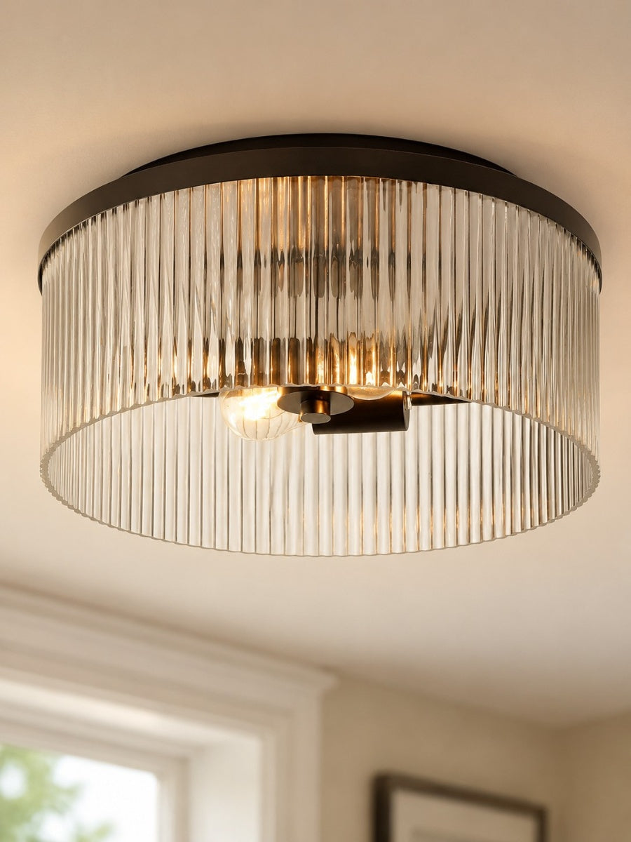 Geribbelde Glazen Plafondlamp Modern Laagbouw Ontwerp Slaapkamer Woonkamer Gang
