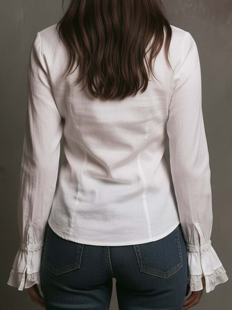 Dames Blouse met Kant en Ruches Elegant Design