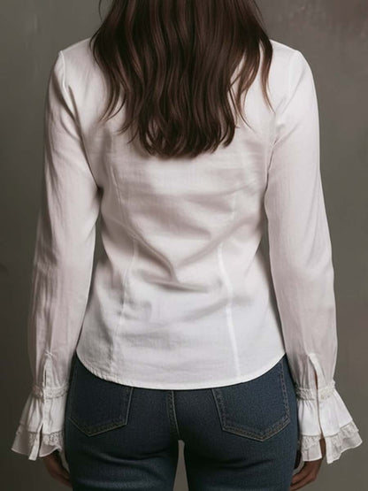 Dames Blouse met Kant en Ruches Elegant Design