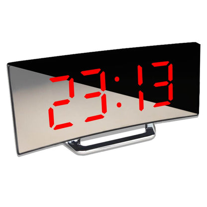 Moderne gebogen led wekkerklok met dimbare digitale display en snoozefunctie voor slaapkamer en bureau