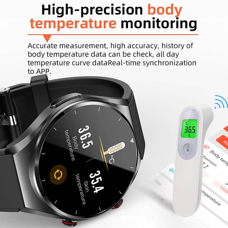 Smartwatch met Hartslagmeting en Bloedsuikermonitoring Digitaal Horloge Zwart Gezondheidshorloge Sporthorloge
