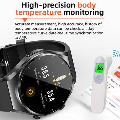 Smartwatch met Hartslagmeting en Bloedsuikermonitoring Digitaal Horloge Zwart Gezondheidshorloge Sporthorloge