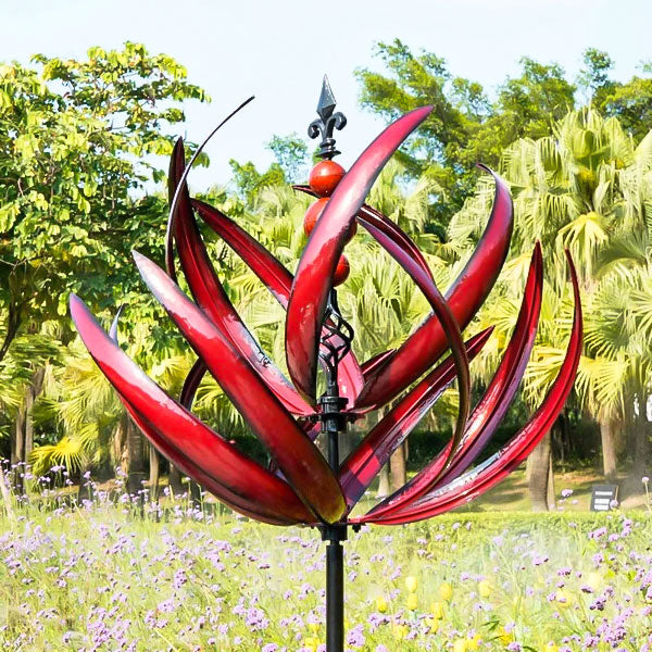 Tuinwindmolen Draaibaar Metaal Weervaan Vogel Design Blauw Rood 90cm voor Terras Tuin Balkon Decoratie
