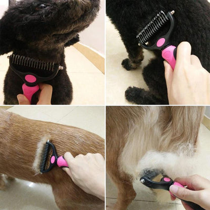 Professionele Vachtborstel voor Honden en Katten - RVS Tanden - Zachte Grip - Ontwarrend Onthaart Massagewerking