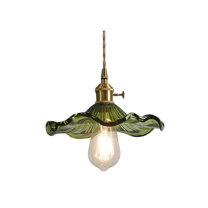 Hanglamp Glas E27 23cm Groen Messing Bloemvorm Eettafel Slaapkamer Retro Verlichting Vintage Hanglamp