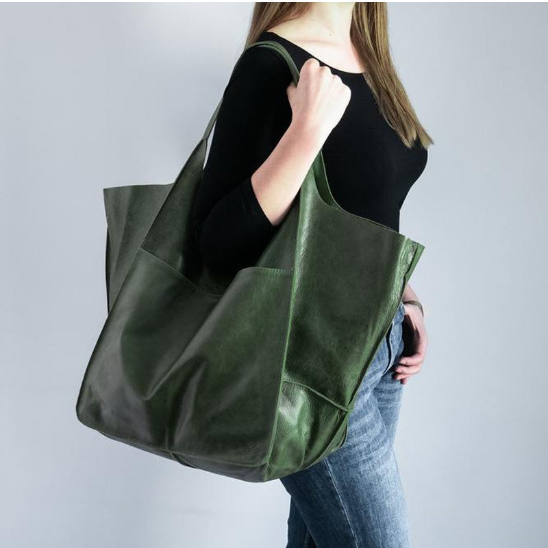 Dames Schoudertas Groot Faux Leer Vintage Look