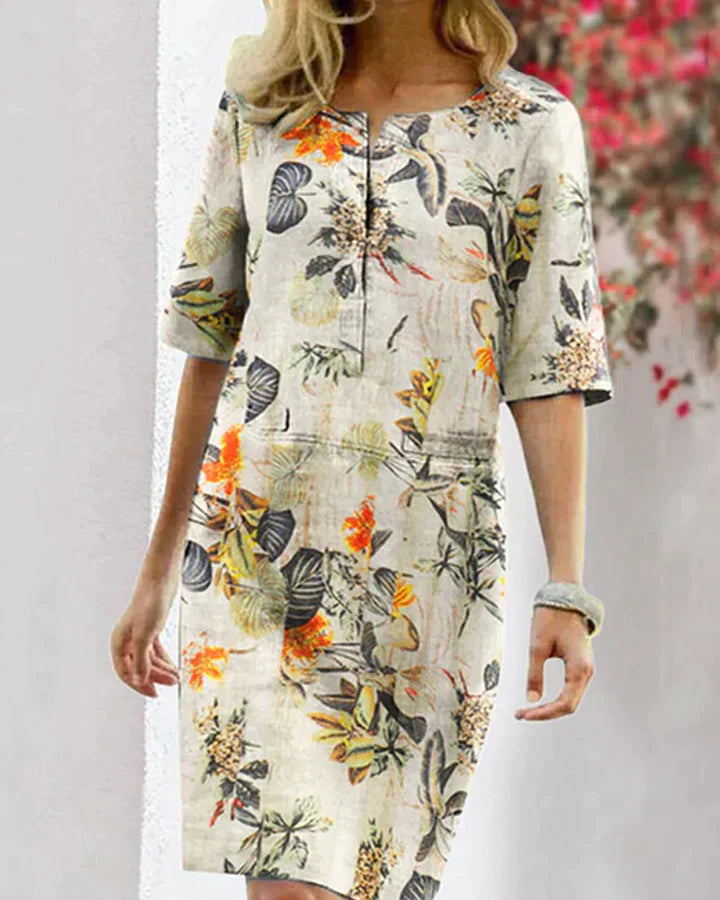 Zomerjurk voor Vrouw Bloemenprint Korte Mouw - StudioMarella