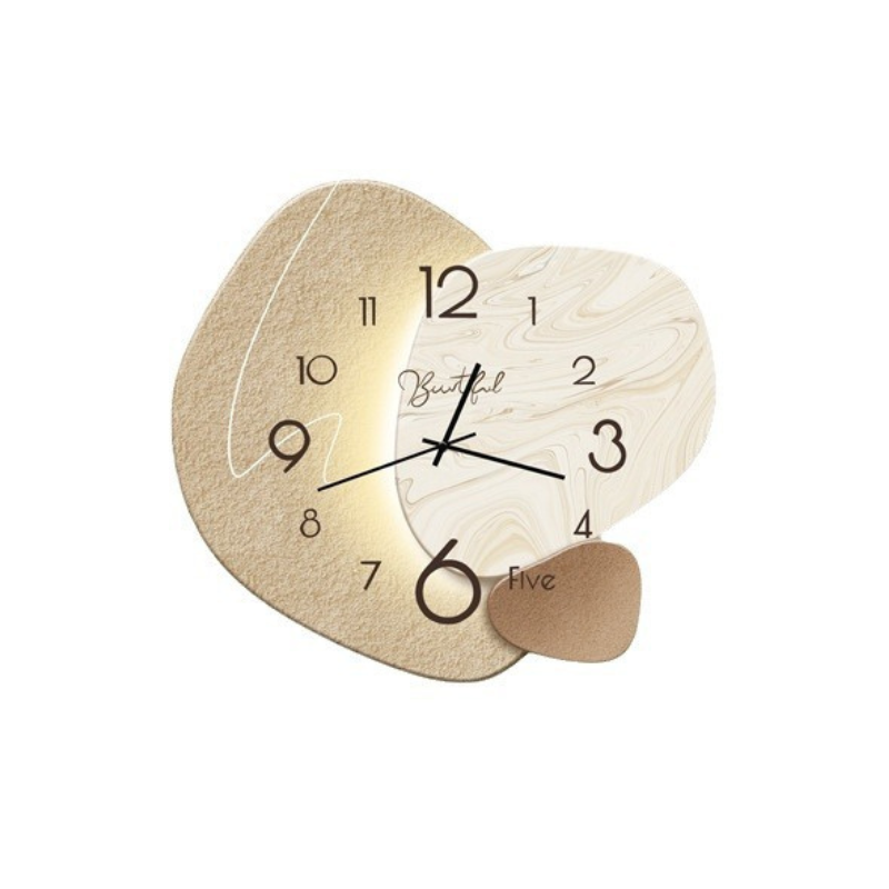 Wandklok Scandinavisch Stil Uurwerk Modern Beige Organisch Design 40cm