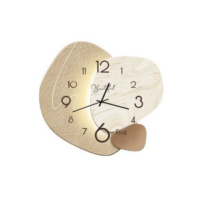 Wandklok Scandinavisch Stil Uurwerk Modern Beige Organisch Design 40cm