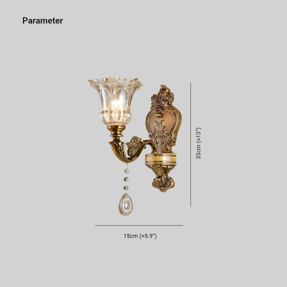 Vintage Wandlamp Goud Glas Dubbele Klassiek Warm Wit Licht Binnenwandlamp E14 Slaapkamer Woonkamer Hal Decoratief Verlichting Muurlamp