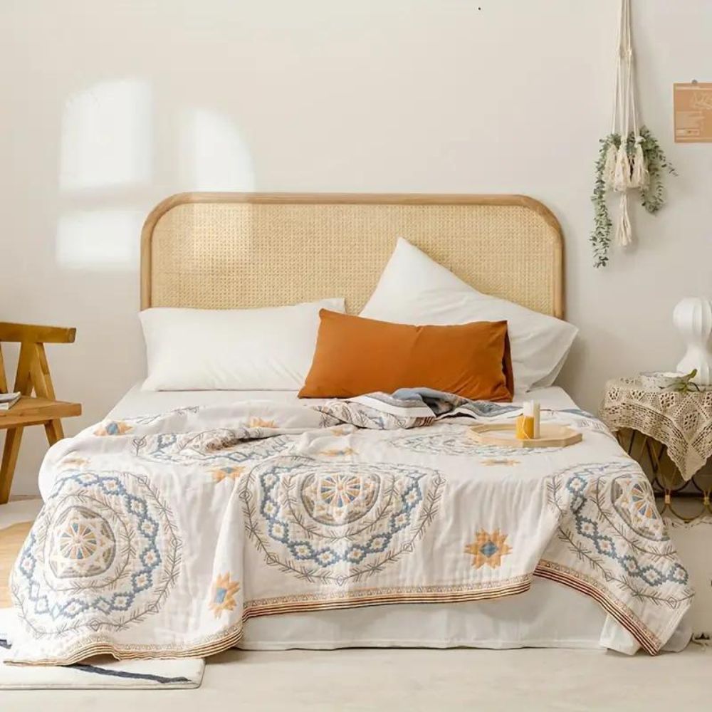 Katoenen Plaid met Mandala-Patroon – Boheems Decoratieve Deken voor Bank en Bed – 152×203 cm en 203×231 cm