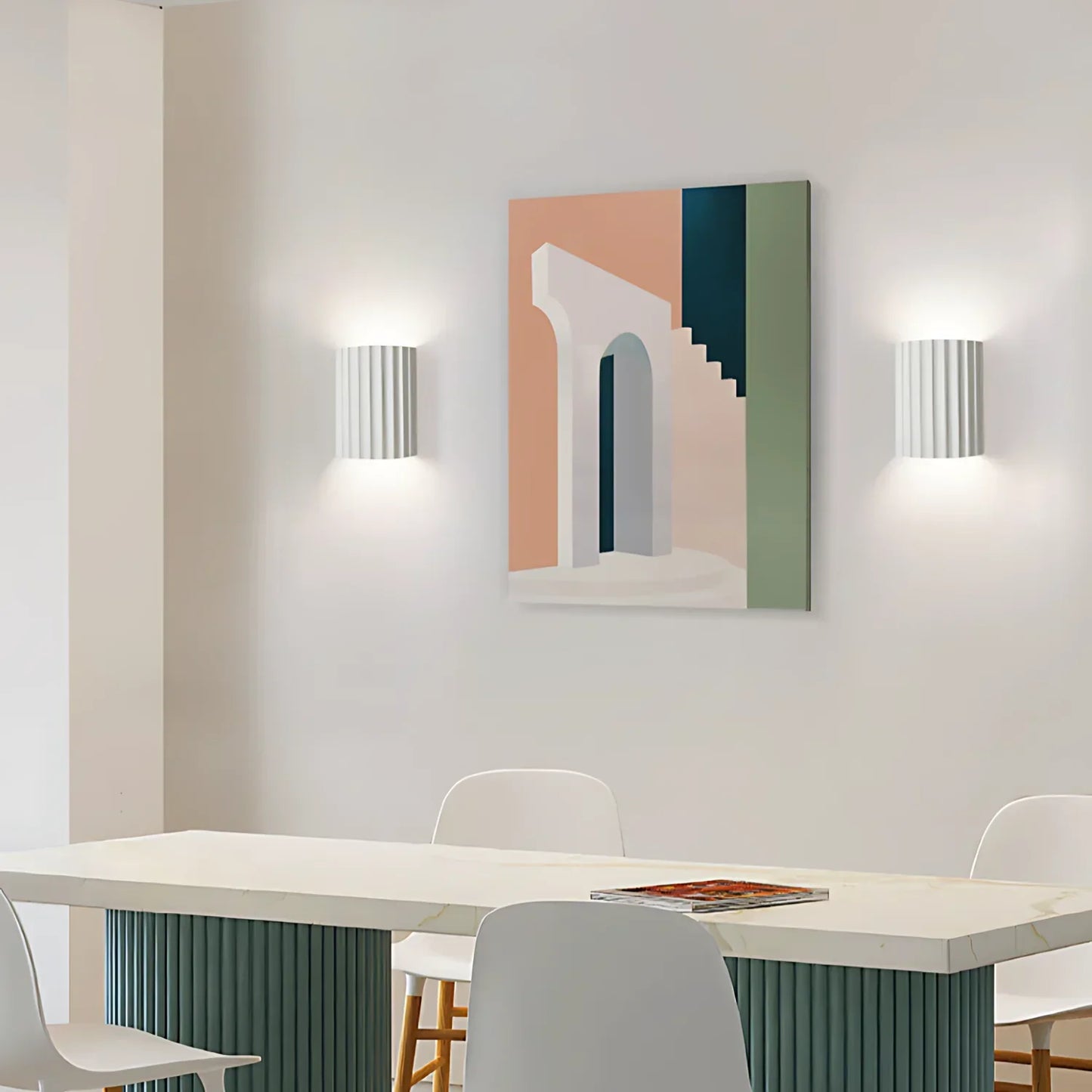 Wandlamp Resin Sculptuur Golvend Nordisch Wit Groen Grijs Slaapkamer Hal