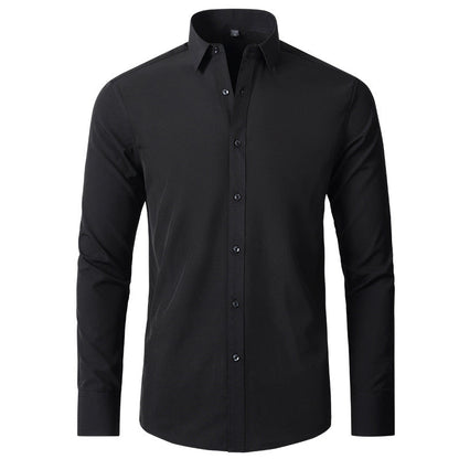 Herenshirt Lange Mouwen Slim Fit Stretch Met Stropdas