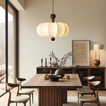 Hanglamp Stof Walnoothout Wit Eettafel Woonkamer Japandi Hanglamp Stoffen Lampionlamp Hal