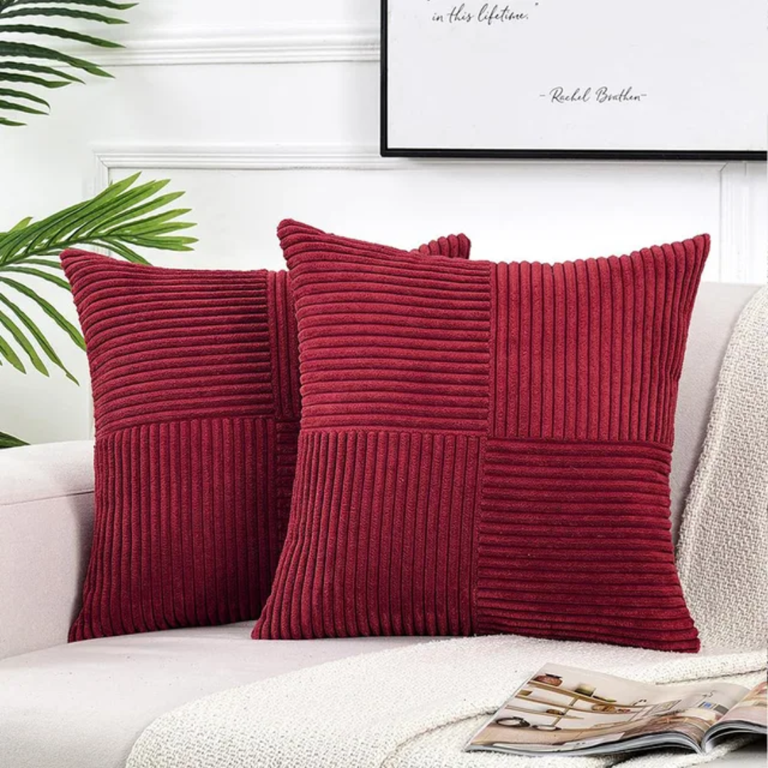 Sierkussen Pluche 45x45cm Geribbeld Met Rits Bank En Bed