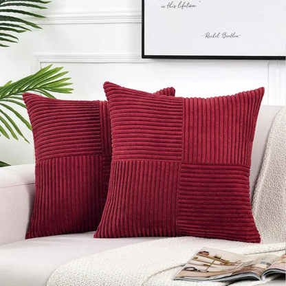 Sierkussen Pluche 45x45cm Geribbeld Met Rits Bank En Bed