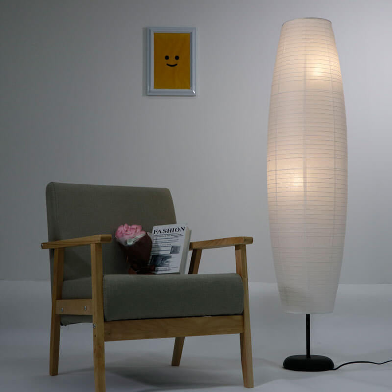 Vloerlamp Rijstpapier Zuil 2xE14 137cm Woonkamer Slaapkamer Scandinavisch Staande Lamp Wit Papieren Kap Sfeerverlichting
