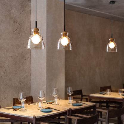 Hanglamp Glas Hout Transparant E26 Woonkamer Slaapkamer Eetkamer Pendellamp Glazen Kap Bell Cone Bowl Industrieel Retro