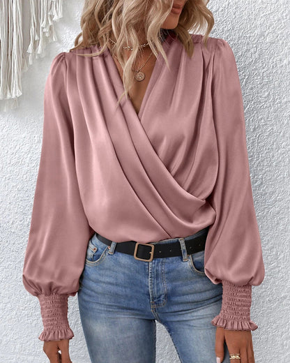 Zijde Blouse Gedrapeerd Zacht en Elegante