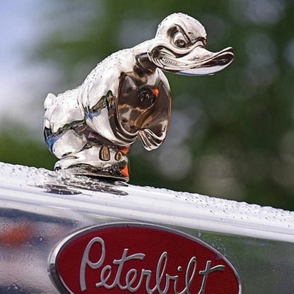 Decoratieve Eend Auto Ornament 15cm Chroom Rubber Mascotte Figuur Dashboard Accessoire Voertuig Embleem