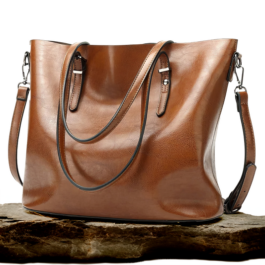 Vintage Leren Schoudertas Dames met Verstelbare Riem Echt Leder Handtas Klassiek Retro Design Elegante Dagtas