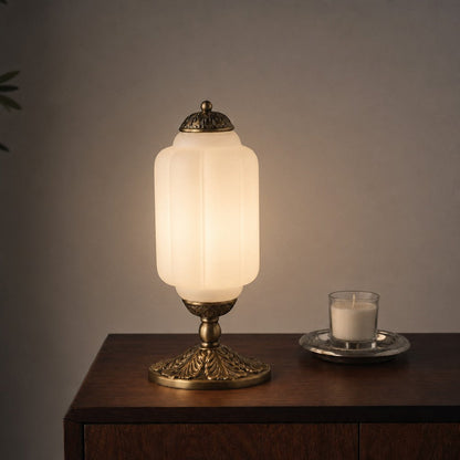 Glazen Tafellamp met Scallop Design Vintage Stijl Slaapkamer Woonkamer Accentverlichting Zwart Messing Matglas