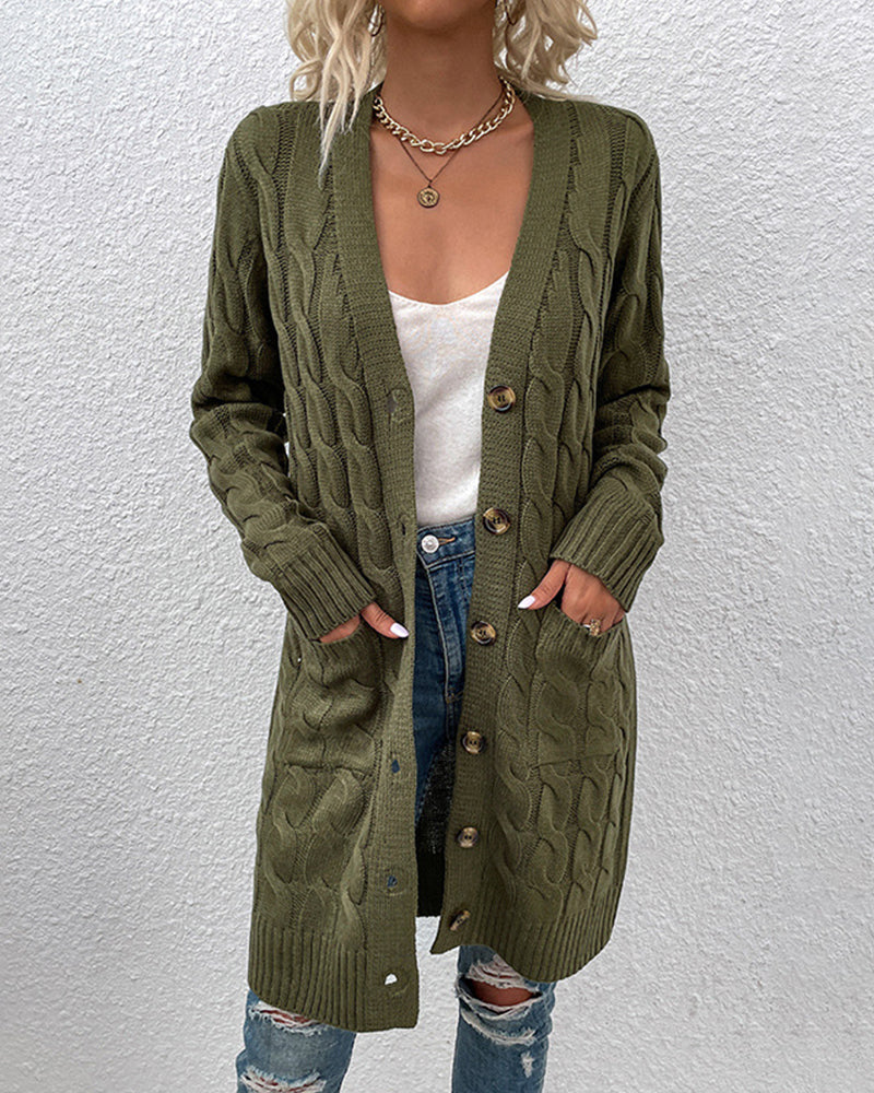 Lange Cardigan Met Lange Mouwen Effen Kleur