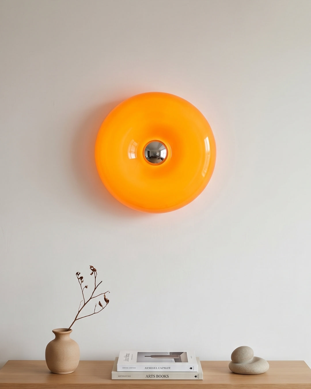 NARA Sculptural Donut Lamp met 3 Kleurtemperaturen – Dimbare Glazen Tafellamp Bauhaus Design Touch Control Wandmonteerbaar Ambient Lighting
