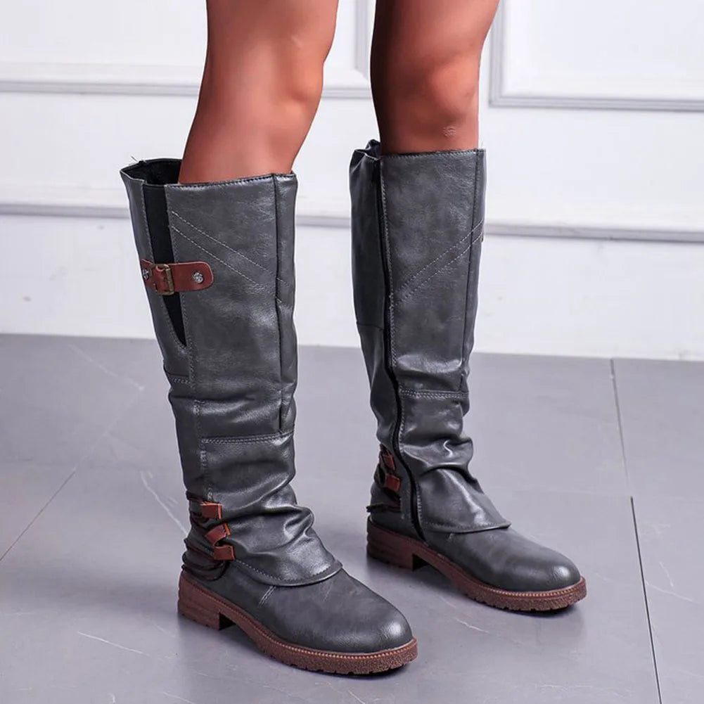 Leren Dames Ritslaarzen – Comfortabel & Warm voor Herfst en Winter