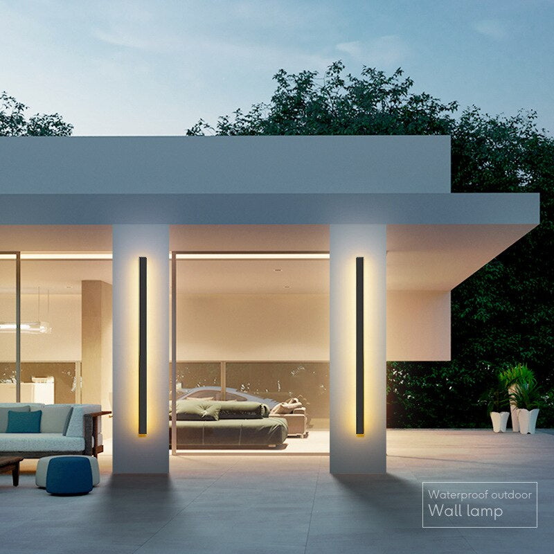Aluminium Waterdichte Buitenwandlamp Lineair LED Strak Design Zwart Chroom Tuin Veranda Garage Sfeerlicht 40-240cm