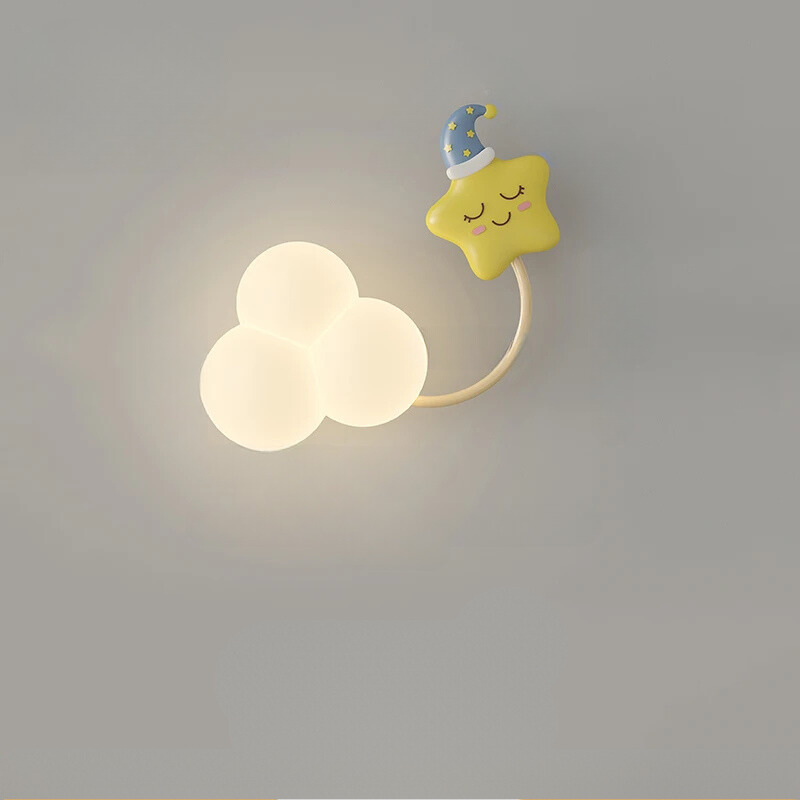 Kinderkamer Wandlamp met Sterren, Regenboog en Vliegtuig – Creatieve LED Verlichting voor Babykamer en Speelkamer