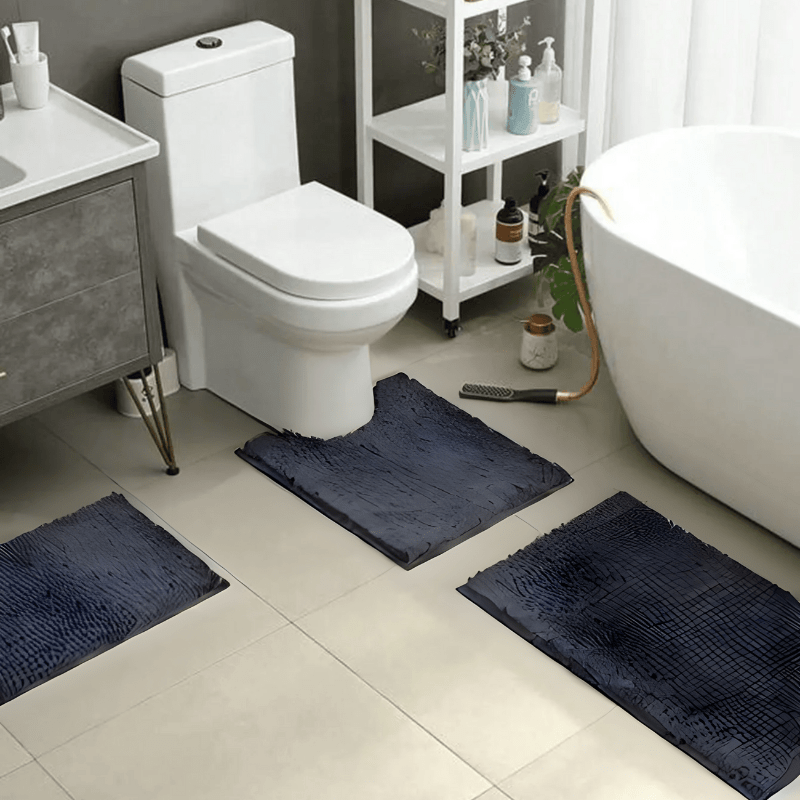 Chenille Badmat Antislip Polyester 3 Formaten Zacht Absorberend Badkamer Toilet