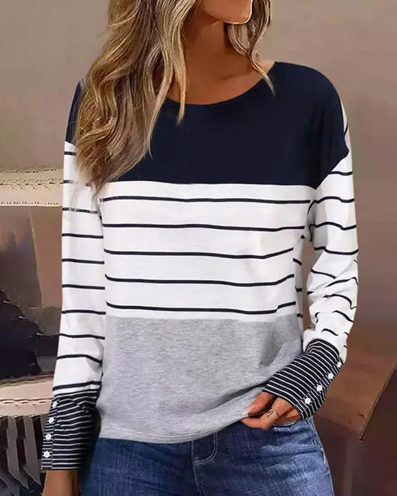 Dames Top Gestreept Katoen Casual - StudioMarella