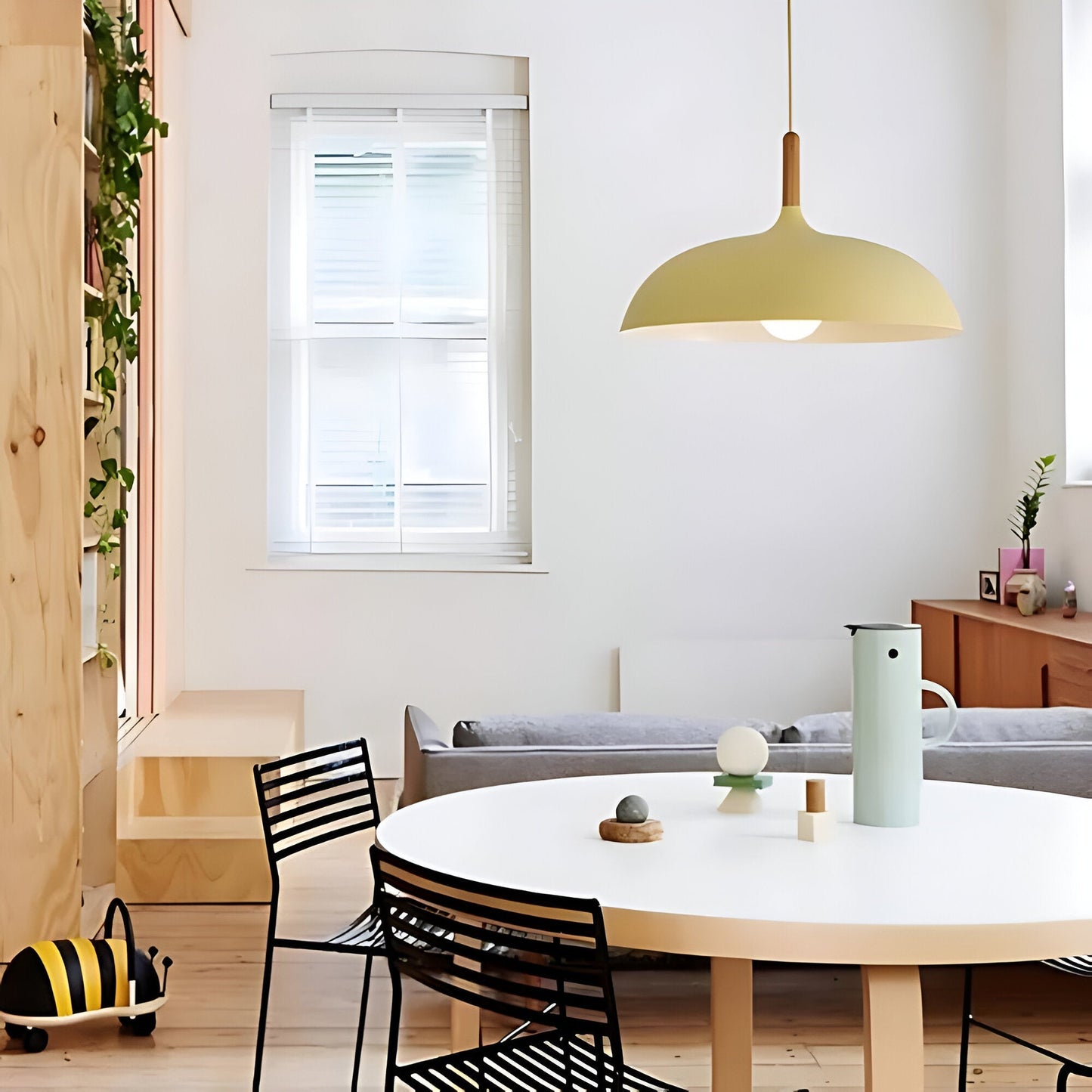 Hanglamp Hout IJzer Scandinavisch Japandi Rond E27 Ø35 Ø60 Eetkamer Keuken