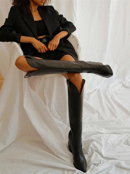 Cowboylaarzen Zwart Leer Moderne Stijl