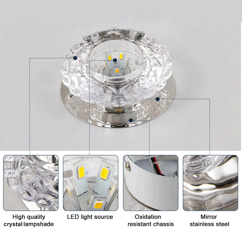 Modern Kristal Plafondlamp LED RVS Basis Opbouw Verlichting Woonkamer Gang