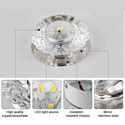 Modern Kristal Plafondlamp LED RVS Basis Opbouw Verlichting Woonkamer Gang
