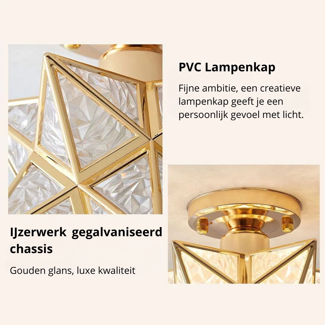 Pinlo stervorm plafondlamp E27 goud hal slaapkamer verlichting geometrisch design plafondlamp modern klassiek compact 20 cm