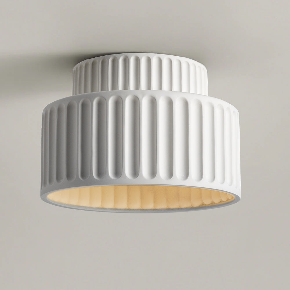 Plafondlamp Geribbeld Resin E27 Wit Compact Modern Interieur Woonkamer Keuken Slaapkamer Retro Design Plafonnière