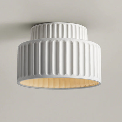 Plafondlamp Geribbeld Resin E27 Wit Compact Modern Interieur Woonkamer Keuken Slaapkamer Retro Design Plafonnière