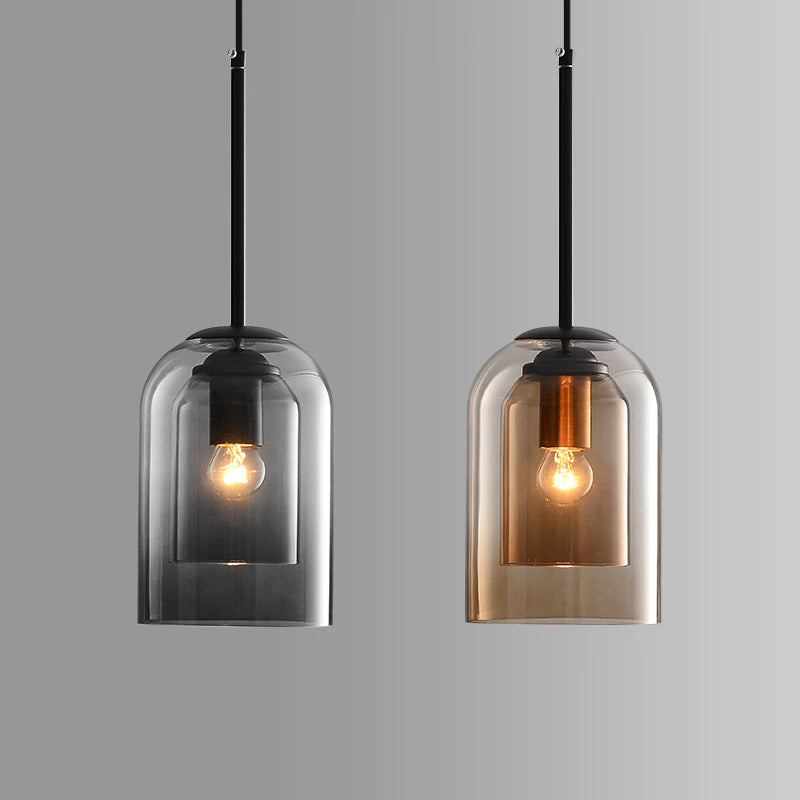 Dubbele Glazen Hanglamp Transparant Glas Nordic Design Scandinavisch Keukeneiland Eetkamer Woonkamer Modern Verlichtingsarmatuur Plafondverlichting E26/E27 Verstelbare Kabels Elegante Verlichting