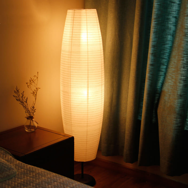 Vloerlamp Rijstpapier Zuil 2xE14 137cm Woonkamer Slaapkamer Scandinavisch Staande Lamp Wit Papieren Kap Sfeerverlichting