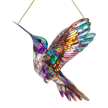 Raamhanger Kolibrie Acryl Gekleurd Glas 20x20 cm Vogel Decoratie Venster Suncatcher Lichtprisma Raamdecoratie