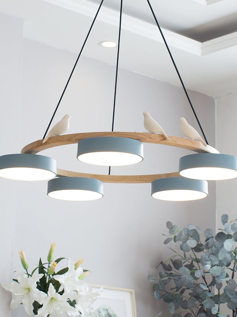 Decoratieve Vogelkroonluchter met Gekleurde Cirkels voor Eetkamer en Woonkamer