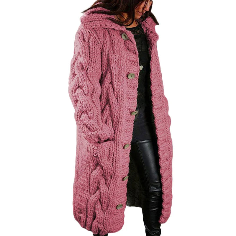 Dikke Cardigan voor Vrouw Met Capuchon