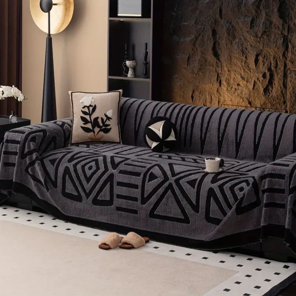 Urban Maze Bankhoes Microfiber Jacquard Patroon Antislip Meubelbescherming voor Zitbank 2-Zits 3-Zits 4-Zits